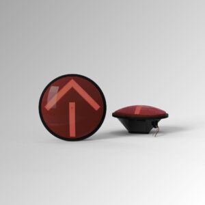 Frontier 431/432 Series 12-inch red LED arrow traffic signal module, front and side views