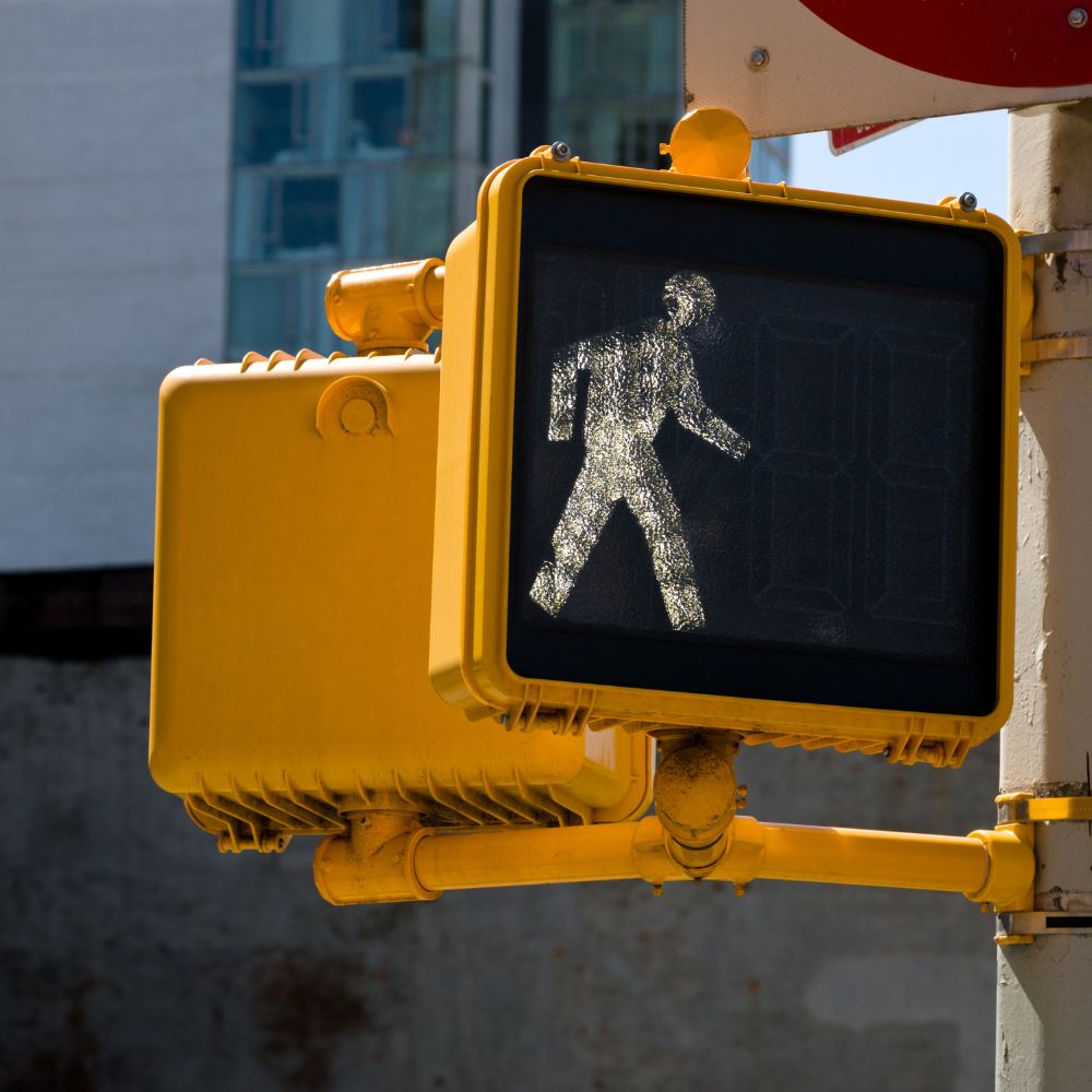 White man walking LED signal